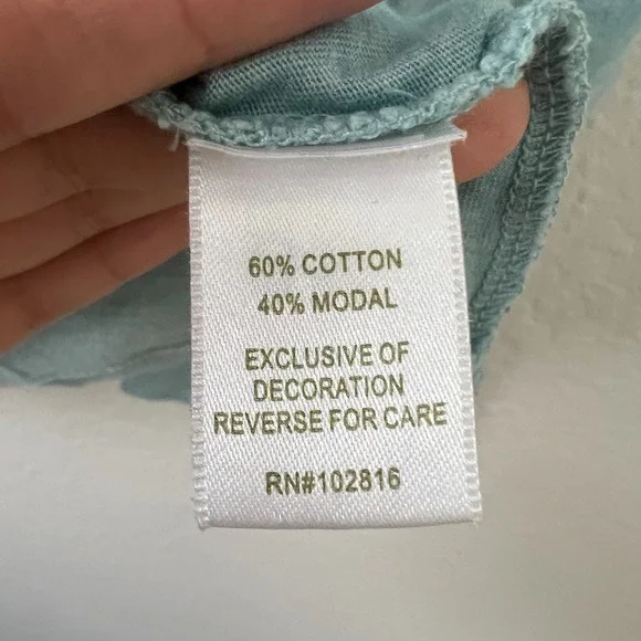 Garnet Hill Sz L Blue Floral Embroidered Top Cotton Modal Boho Cottagecore Artsy - Picture 11 of 11